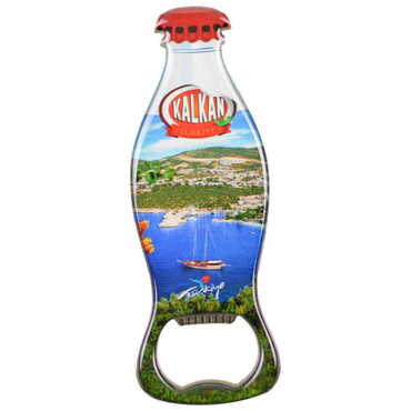 City Themed Coke Bottle Shaped Metal Magnetic Bottle Opener 120x41 mm - Thumbnail