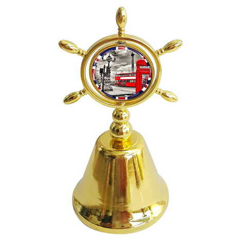 City Themed Collectible Souvenir Double Face Metal Spinner Rudder Bell - Golden Color - 2