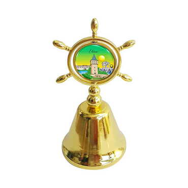 City Themed Collectible Souvenir Double Face Metal Spinner Rudder Bell - Golden Color - Thumbnail