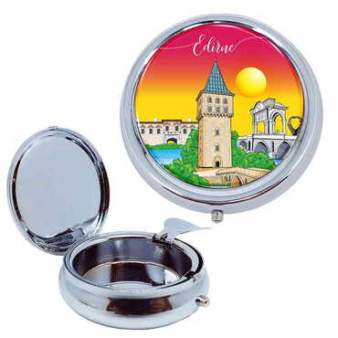 City Themed Customised Metal Epoxy Travel Pocket Ashtray 50x15 mm - Thumbnail