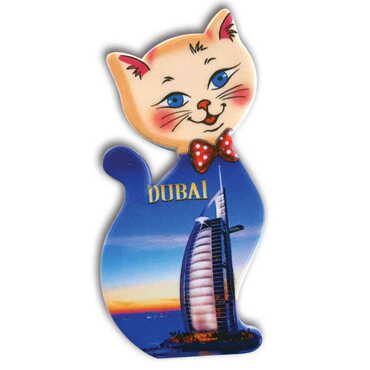 City Themed Customised UV Printed Plastic Base Cat Shaped Fridge Magnet 43x87 mm - Thumbnail