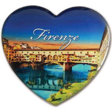 Myros - City Themed Epoxy Dome Heart Souvenir Fridge Magnet 65x60 mm