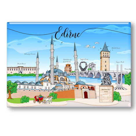 City Themed Epoxy Dome Rectangle Souvenir Fridge Magnet 80x55 mm