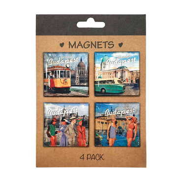 City Themed Epoxy Dome Souvenir Fridge Magnet Set of 4 pcs 40x40 mm each - Thumbnail