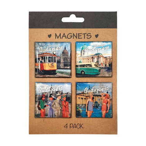 City Themed Epoxy Dome Souvenir Fridge Magnet Set of 4 pcs 40x40 mm each