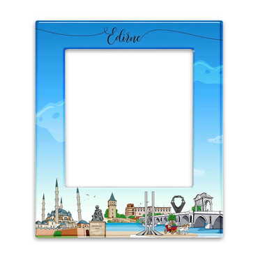 City Themed Epoxy Dome Souvenir Magnetic Photo Frame 95x115 mm - Thumbnail