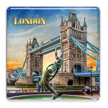 City Themed Epoxy Dome Square Souvenir Fridge Magnet 80x80 mm - Thumbnail