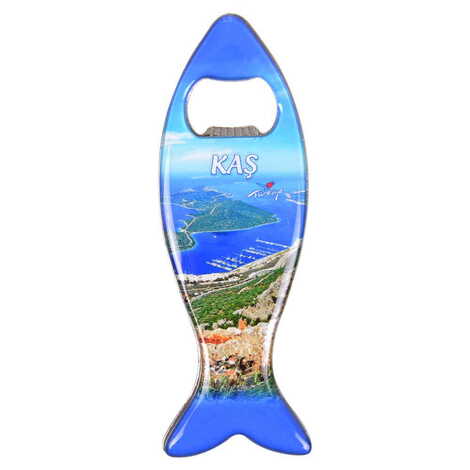 City Themed Fish Shaped Metal Magnetic Bottle Opener 120x43 mm