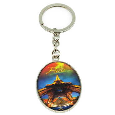 City Themed Metal Oval Keychain 35x105 mm - Thumbnail