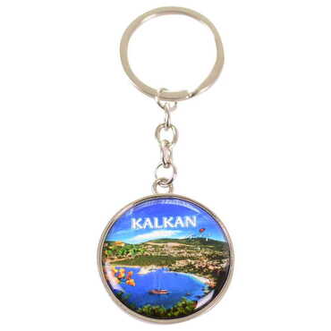 City Themed Metal Round Keychain 35x90 mm - Thumbnail