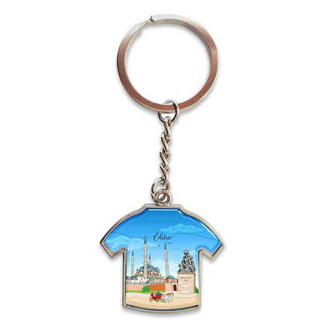City Themed Metal T-Shirt Shaped Keychain 34x92 mm - 3