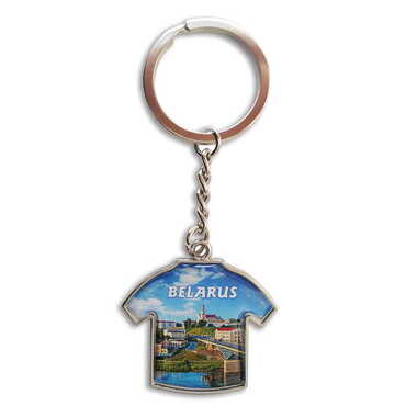 City Themed Metal T-Shirt Shaped Keychain 34x92 mm - Thumbnail