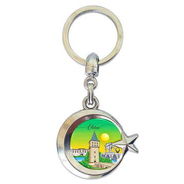 City Themed Metal Turkish Flag Enamel Keychain - Thumbnail