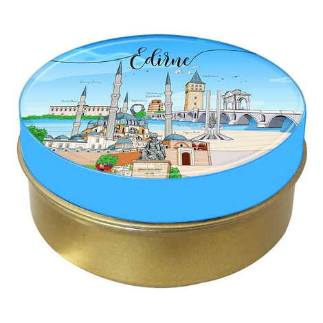 City Themed Round Tin Gift Box 73x35 mm