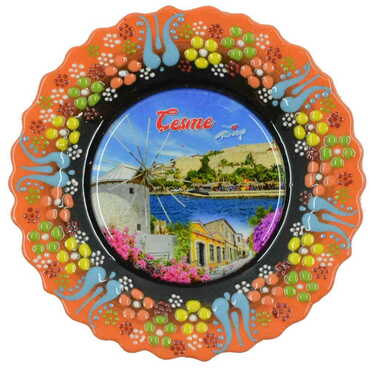 Myros - City Themed Turkish Ceramic Plate With Epoxy 12 Cm