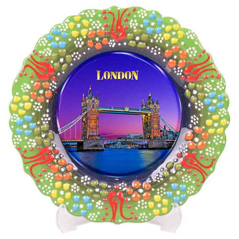 City Themed Turkish Ceramic Plate With Epoxy 18 Cm - 2