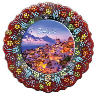 City Themed Turkish Ceramic Plate With Epoxy 25 Cm - Thumbnail