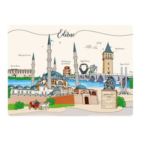 City Themed Wooden Uv Printed Souvenir Fridge Magnet 93x68 mm - 1