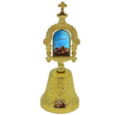 Myros - Collectible Souvenir Double Face Spinner Metal Bell - Golden Color