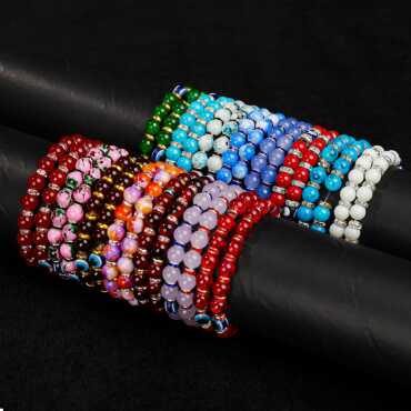 Colorful Beaded Women's Bracelet with Charms - 1