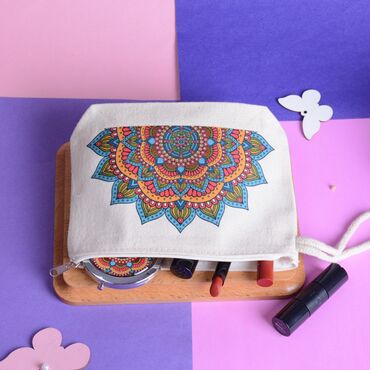 Colorful Mandala Pattern Women's Makeup Bag - Thumbnail