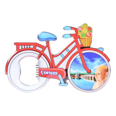 Myros - Corum Themed Bicycle Shaped Metal Magnetic Bottle Opener 100x65 mm