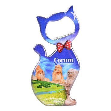 Myros - Corum Themed Cat Shaped Metal Magnetic Bottle Opener 97x48 mm