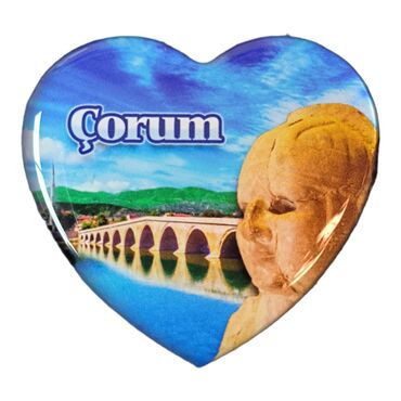 Myros - Corum Themed Epoxy Dome Heart Souvenir Fridge Magnet 65x60 mm