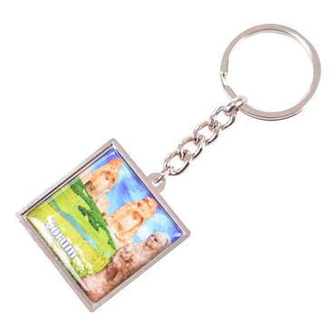 Corum Themed Metal Square Shaped Double Face Keychain 36x95 mm - Thumbnail