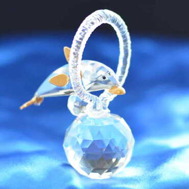 Crystal Bouncing Dolphins Figurine - Thumbnail