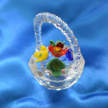 Crystal Flower Basket Figurine Small Size - Thumbnail