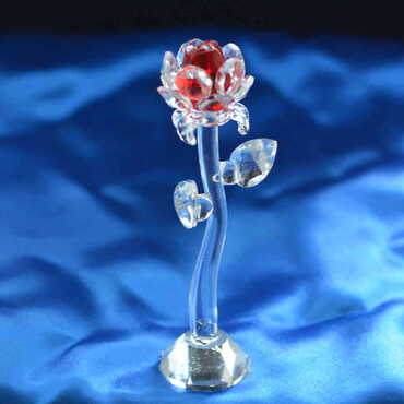 Crystal Rose Figurine with Velvet Gift Box - Thumbnail