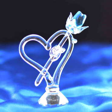 Crystal Rose Heart Figurine - Thumbnail