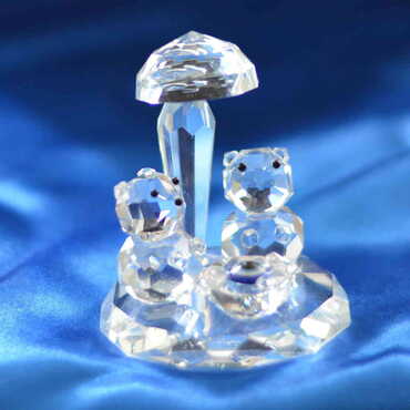 Myros - Crystal Two Pandas Under Palm Tree Figurine