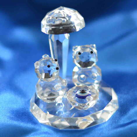 Crystal Two Pandas Under Palm Tree Figurine - 2