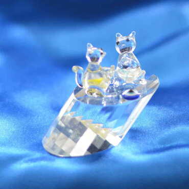 Crystal Two Squirrel on a Log Figurine - Thumbnail