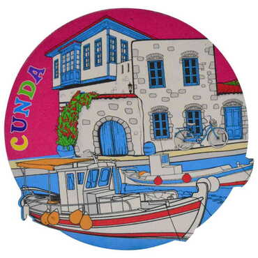 Cunda Themed Wooden Customised Souvenir Coaster 90mm - 4