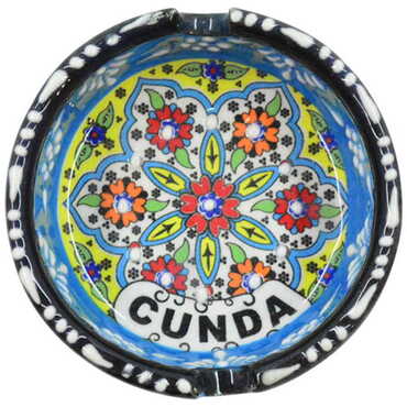 Cunda Themed Turkish Ceramic Special Relief Ashtray Small Size - 4