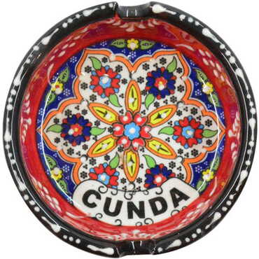 Cunda Themed Turkish Ceramic Special Relief Ashtray Small Size - 5