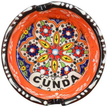 Cunda Themed Turkish Ceramic Special Relief Ashtray Small Size - 6