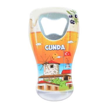 Cunda Themed Customised UV Printed Beer Glass Shape Plastic Base Bottle Opener 52x97 mm