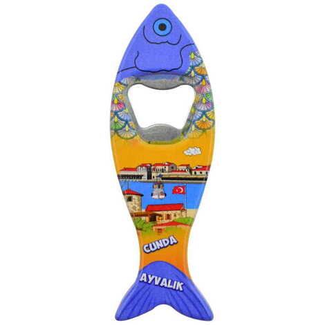 Cunda Themed Customised UV Printed Fish Shape Printed Plastic Base Bottle Opener 42x130 mm