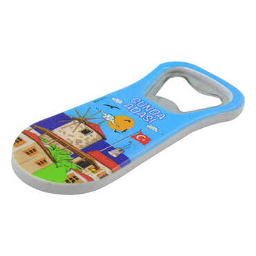 Cunda Themed Customised Uv Printed Plastic Base Plastic Base Bottle Opener 95x43 mm - Thumbnail