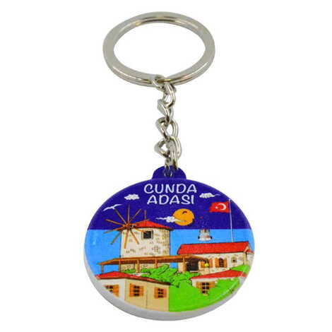 Cunda Themed Customised UV Printed Plastic Base Square Keyring 38x100 mm