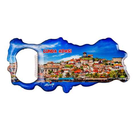 Cunda Themed Map Shaped Metal Magnetic Bottle Opener 100x45 mm - 1