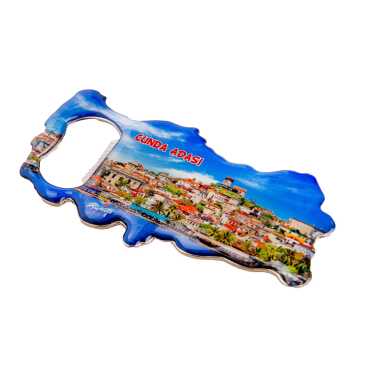 Cunda Themed Map Shaped Metal Magnetic Bottle Opener 100x45 mm - 2