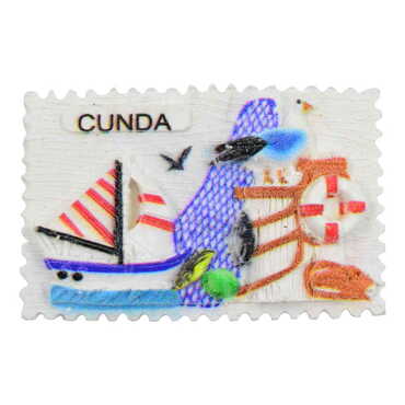 Cunda Themed Polyester UV Printed Stoned And Nacrous Fridge Magnet - 4