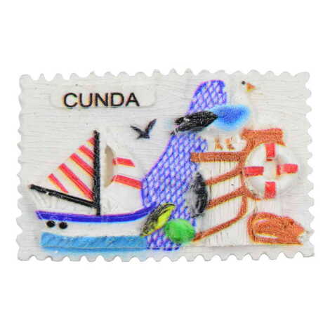 Cunda Themed Polyester UV Printed Stoned And Nacrous Fridge Magnet - 4