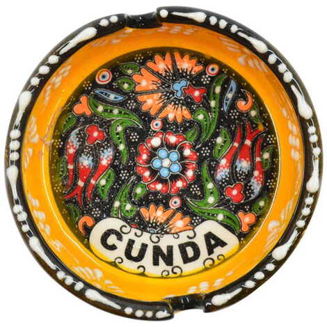 Cunda Themed Turkish Ceramic Special Relief Ashtray Small Size - 8