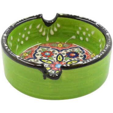 Cunda Themed Turkish Ceramic Special Relief Ashtray Small Size - Thumbnail